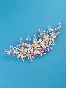 1入女士婚禮用金色髮夾，新娘假珍珠髮夾，鑽石髮夾，水晶髮夾，婚禮髮簪