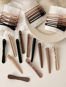 4入組溫和的秋冬牛奶/咖啡色側劉海、前瀏海和一般使用的髮夾,女性髮飾