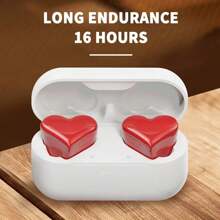 1 件白色心形设计无线耳机，带充电盒，ANC Enc 防噪音，通话清晰，立体声，低延迟和高保真，适合音乐/游戏/运动，佩戴舒适，精美礼品包装