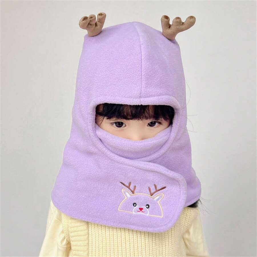 兒童冬季帽子配耳罩和口罩,男女童毛絨帽,保暖防風帽子和圍巾套裝