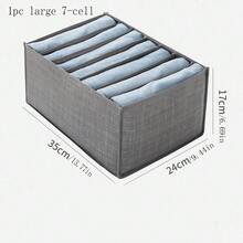 1個7個格隔間灰色內衣收納盒,帶抽屜,適用於襪子、胸罩、內褲等分隔收納 - 灰色 - 查看 2