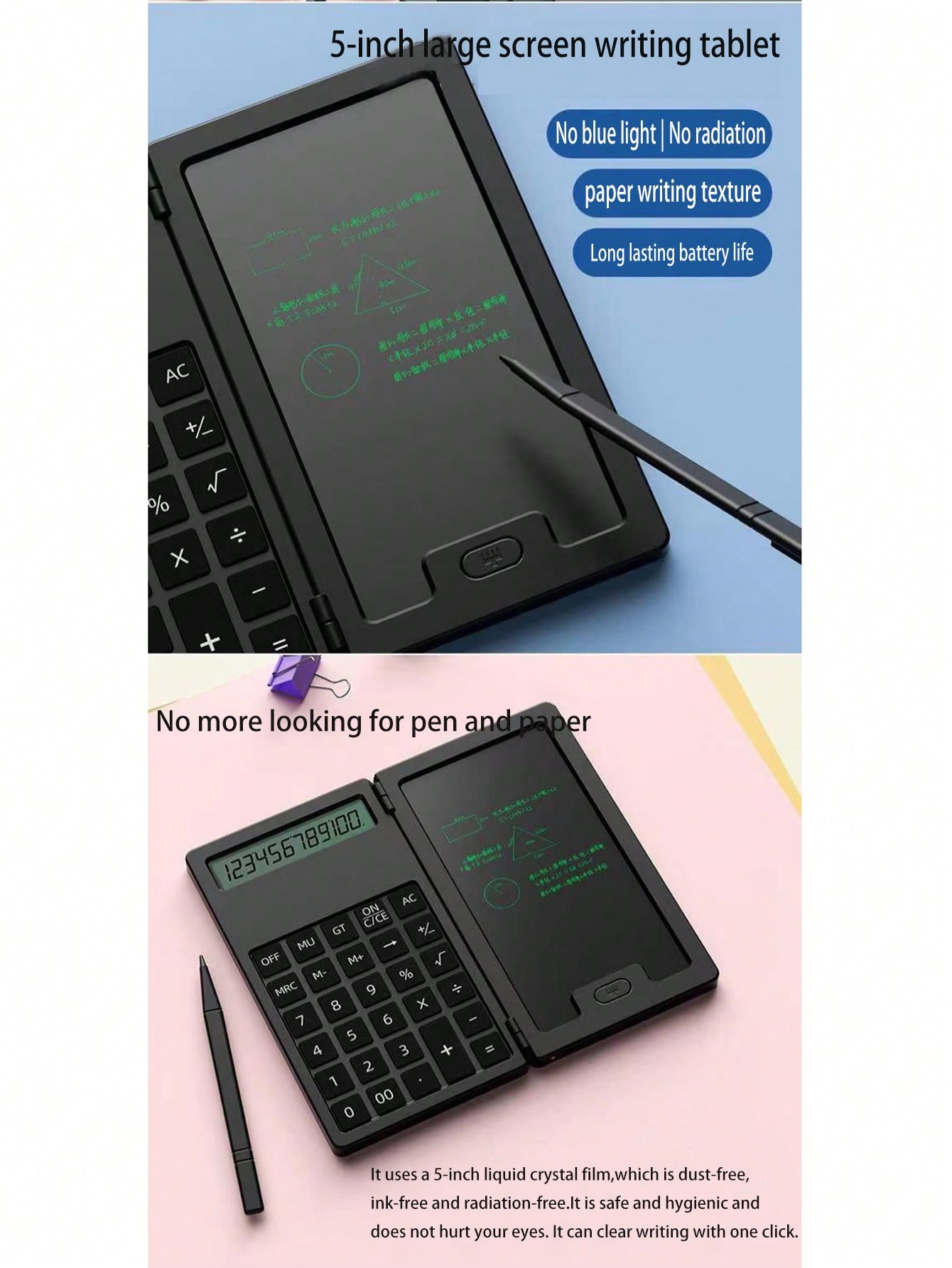 آلة حاسبة صغيرة ومفكرة واضحة متعددة الوظائف المحمو...