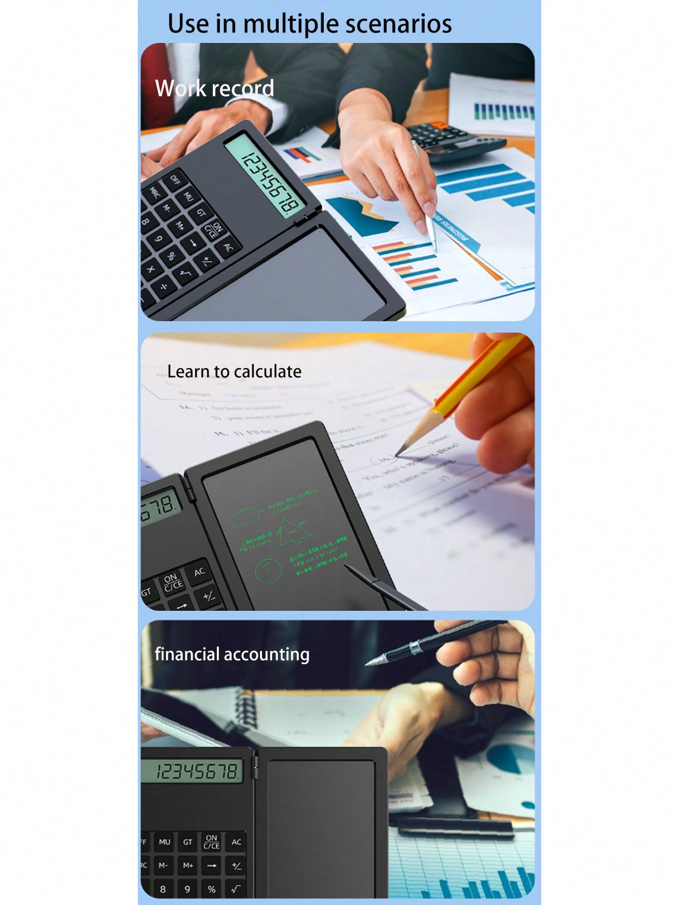 آلة حاسبة صغيرة ومفكرة واضحة متعددة الوظائف المحمو...