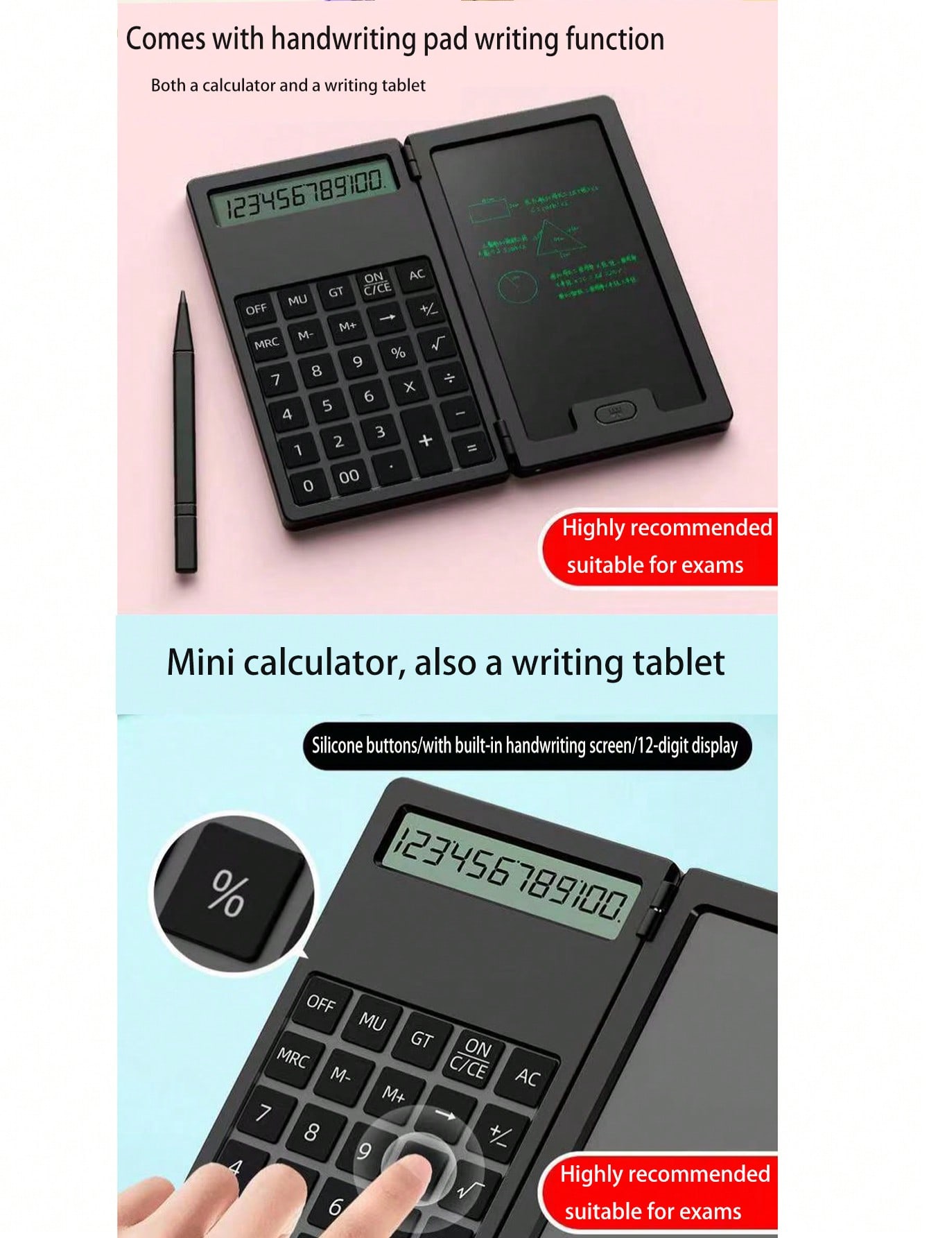 آلة حاسبة صغيرة ومفكرة واضحة متعددة الوظائف المحمو...