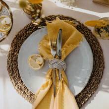 2 件/套方形流蘇餐巾(42*42 公分)餐飲裝飾桌布,附食物背景圖案