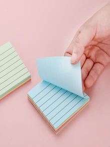 100 Sheets Colored Square Sticky Notes~Creative Simple Horizontal Line Sticky Notes Book Square Message Notes - Multicolor - View 7