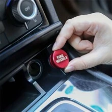 1 pieza Tapón antipolvo de aluminio, botón 12V, accesorios de repuesto compatibles con la mayoría de vehículos, decoración para autos, botón tipo misil de incendio rojo
