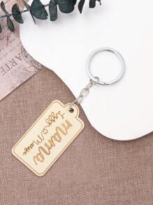 1pc Wooden Keychain Laser Engraved With Initials, Unisex - Multicolor - View 5