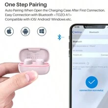 TOZO A1 Mini Wireless Earbuds Bluetooth 5.3 In Ear Light-Weight Headphones Built-In Microphone, IPX5 Waterproof, Immersive Premium Sound Long Distance Connection Headset With Charging Case