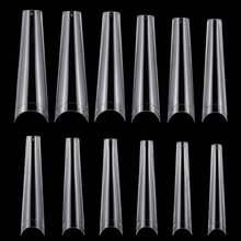 240入組XL法式芭蕾舞者尖頭透明半覆蓋棺材假指甲，特長假甲，假人工指甲，凝膠指甲油設計裝飾12種尺寸即可輕鬆貼上指甲用品 - 無色 - 查看 4