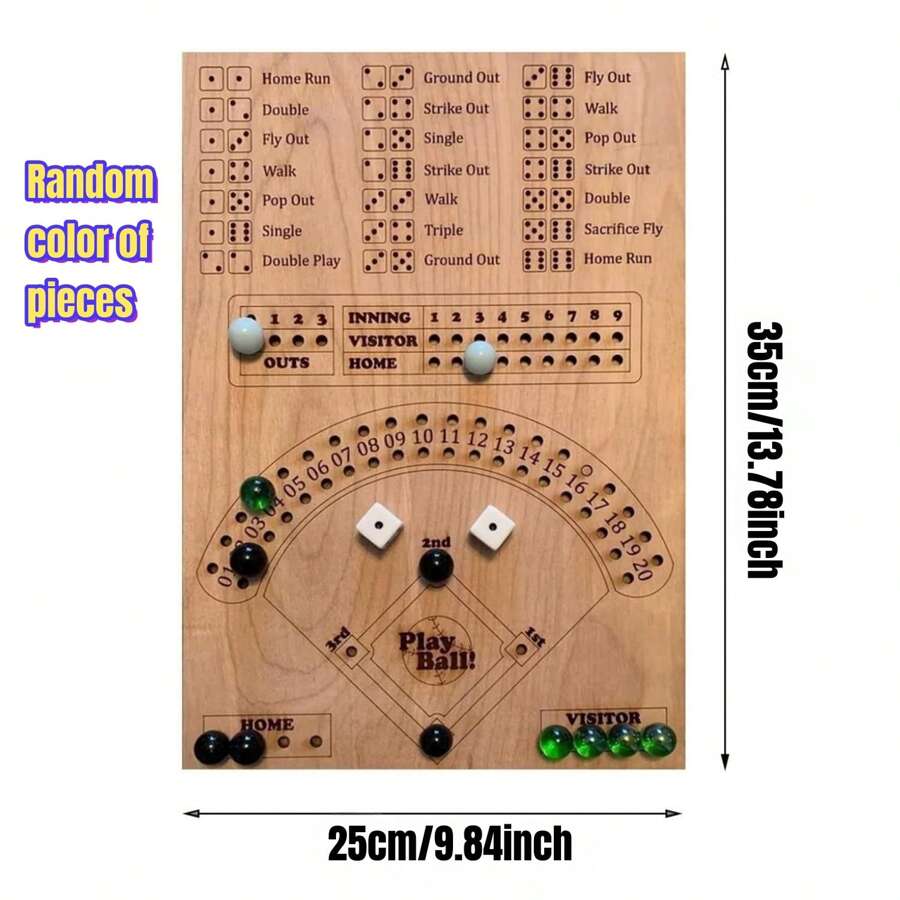 Baseball Dice Board Game Baseball Dice Game Wood Board Wooden