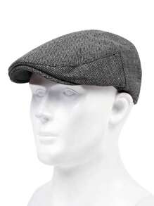 1頂男士條紋前進帽戶外全閉式休閒帽,適用於春秋季 - 淺灰色 - 查看 1