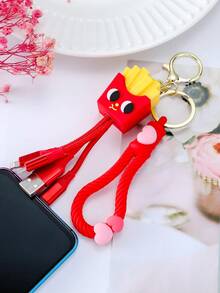 1pc Stylish And Cute Pvc Cartoon Soda Can Data Line Keychain Suitable For Women's Daily Wear - Red - View 2