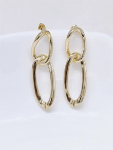 1pair European And American Style Minimalist And Dangle Earrings, Simple Yet Versatile - Gold - View 5