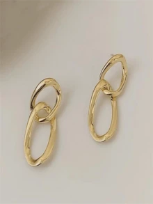 1pair European And American Style Minimalist And Dangle Earrings, Simple Yet Versatile - Gold - View 4