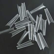 240入組XL法式芭蕾舞者尖頭透明半覆蓋棺材假指甲，特長假甲，假人工指甲，凝膠指甲油設計裝飾12種尺寸即可輕鬆貼上指甲用品 - 無色 - 查看 2