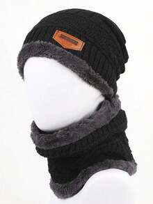 件保暖帽子圍巾套裝，韓國加厚針織帽，帶頸、耳朵和臉部保暖器，男女通用冬季無簷小便帽，送給朋友和家人的最佳聖誕禮物