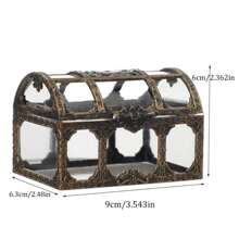 復古海盜寶藏箱形首飾收納盒,適合寶石、、手鍊、項鍊、耳環、戒指、藝術品和小配件整理 - 銅色 - 查看 7