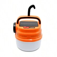 Lámpara LED con panel solar para camping recargable por USB y panle solar, lámpara de tienda de campaña, luces de emergencia - Naranja - Ver 3