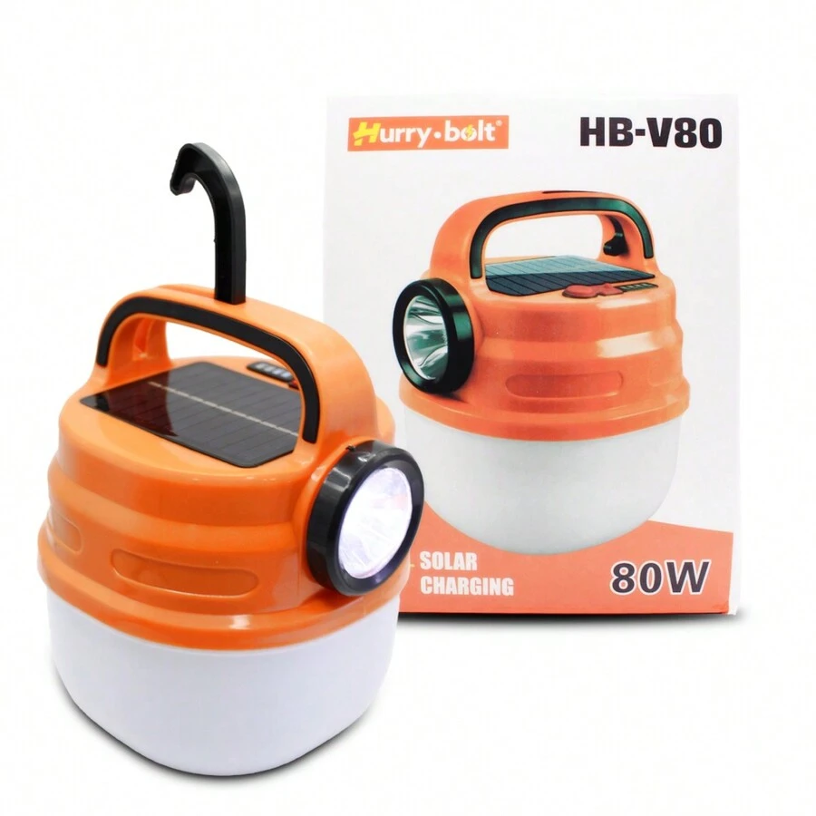 Lámpara LED con panel solar para camping recargable por USB y panle solar, lámpara de tienda de campaña, luces de emergencia - Naranja - Ver 1