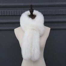 1件女士人造貂皮/狐狸毛圍巾野外披肩 - 白色 - 查看 3