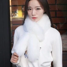 1件女士人造貂皮/狐狸毛圍巾野外披肩 - 白色 - 查看 2