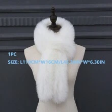 1件女士人造貂皮/狐狸毛圍巾野外披肩 - 白色 - 查看 5