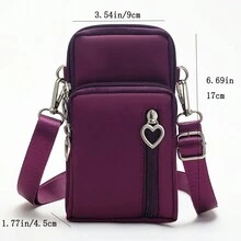 女士手機皮夾時尚斜背包,附 4 個拉鍊袋、卡袋、零錢袋、手腕和臂帶、休閒肩背包垂直便攜式小包 1 件