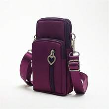 女士手機皮夾時尚斜背包,附 4 個拉鍊袋、卡袋、零錢袋、手腕和臂帶、休閒肩背包垂直便攜式小包 1 件