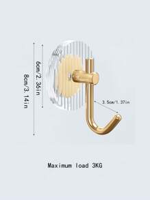 Acrylic Adhesive Wall Hooks, Bathroom Shelf, 1pc/5pcs - Gold - View 3