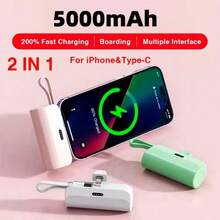 5000mAh Mini Portable Power Bank External Battery Plug Play Power Bank Type C Fast Effective Charger - màu đen - Xem 11