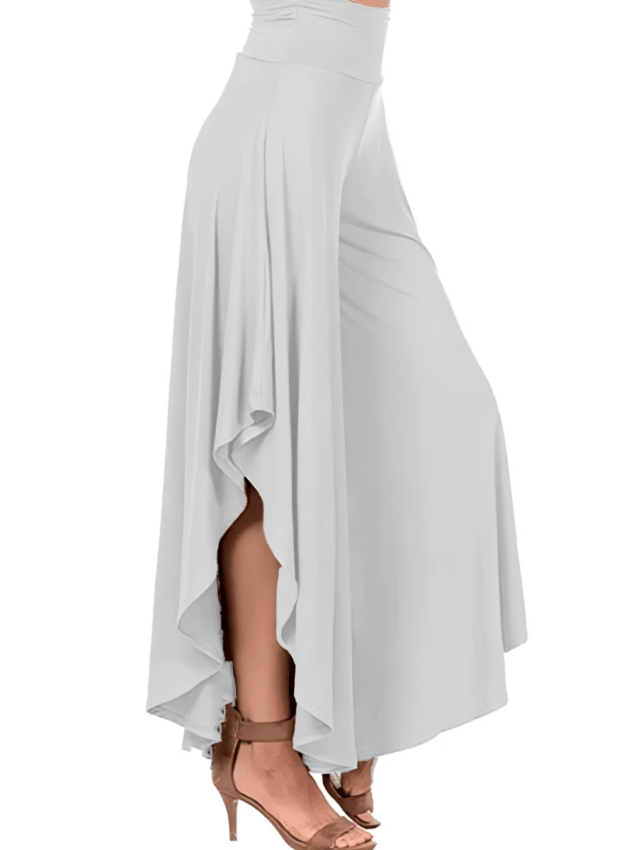 Falda pantalon ancho con volanes - Blanco - Ver 1