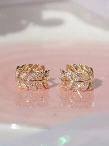 1 对优雅方晶锆石环形耳环，适合女士结婚纪念日订婚派对珠宝情人节礼物、妈妈、母亲、母亲节、礼物 - 金黃色 - 查看 6