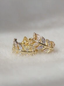 1 对优雅方晶锆石环形耳环，适合女士结婚纪念日订婚派对珠宝情人节礼物、妈妈、母亲、母亲节、礼物 - 金黃色 - 查看 3