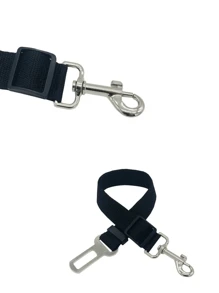 1pc Black Pet Car Buckle, Adjustable Length Pet Dog Leash, Cat & Dog Car Belt With Fixed Pad