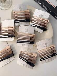 4入組溫和的秋冬牛奶/咖啡色側劉海、前瀏海和一般使用的髮夾,女性髮飾