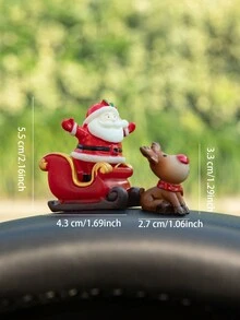 3 件聖誕麋鹿、鹿車和聖誕老人汽車裝飾品,可愛的聖誕禮物,聖誕桌面裝飾 - 彩色 - 查看 3
