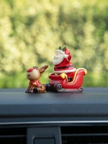 3 件聖誕麋鹿、鹿車和聖誕老人汽車裝飾品,可愛的聖誕禮物,聖誕桌面裝飾 - 彩色 - 查看 1