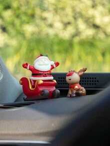 3 件聖誕麋鹿、鹿車和聖誕老人汽車裝飾品,可愛的聖誕禮物,聖誕桌面裝飾 - 彩色 - 查看 4