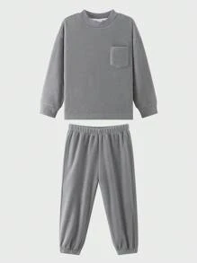 zosee Boys' Warm Winter Two-piece Homewear Pajamas Set - Grey - View 4