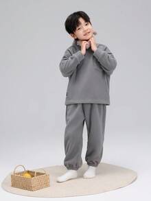 zosee Boys' Warm Winter Two-piece Homewear Pajamas Set - Grey - View 3