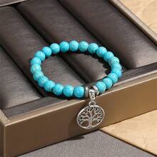 Personalized Pendant Turquoise   Beads Bangle - Turquoise - View 2