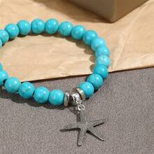 Personalized Pendant Turquoise   Beads Bangle - Turquoise - View 5
