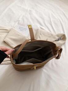 Patchwork Leisure Concise Fashion Large Capacity Crossbody Bucket Bag - Brown - View 6