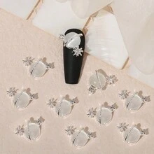 10 件银色太阳和星星合金美甲装饰