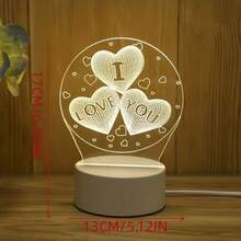 1 件創意 Usb 單色心型我愛你 3d 夜燈,卡通夜燈,臥室裝飾燈
