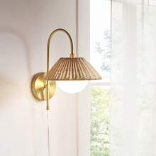 Rattan Weave Wall Sconce - 金子 - 查看 2