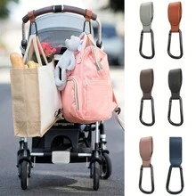 1pc Multifunctional Leather & Aluminum Alloy Hook With  For Electric Bikes, Bicycles, Strollers And Baby Carriages - Black - View 3