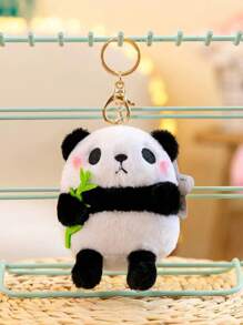 1 Pieza Llavero De Peluche Lindo De Oso Panda - Blanco y Negro - Ver 1