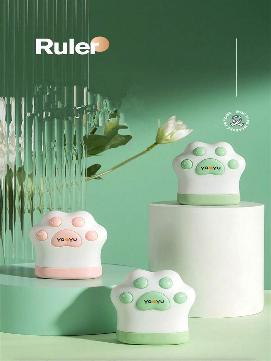 1入新創意貓爪形狀小型pu皮卷尺,可攜式,用於測量腰圍、胸圍和身體尺寸,適用於縫紉